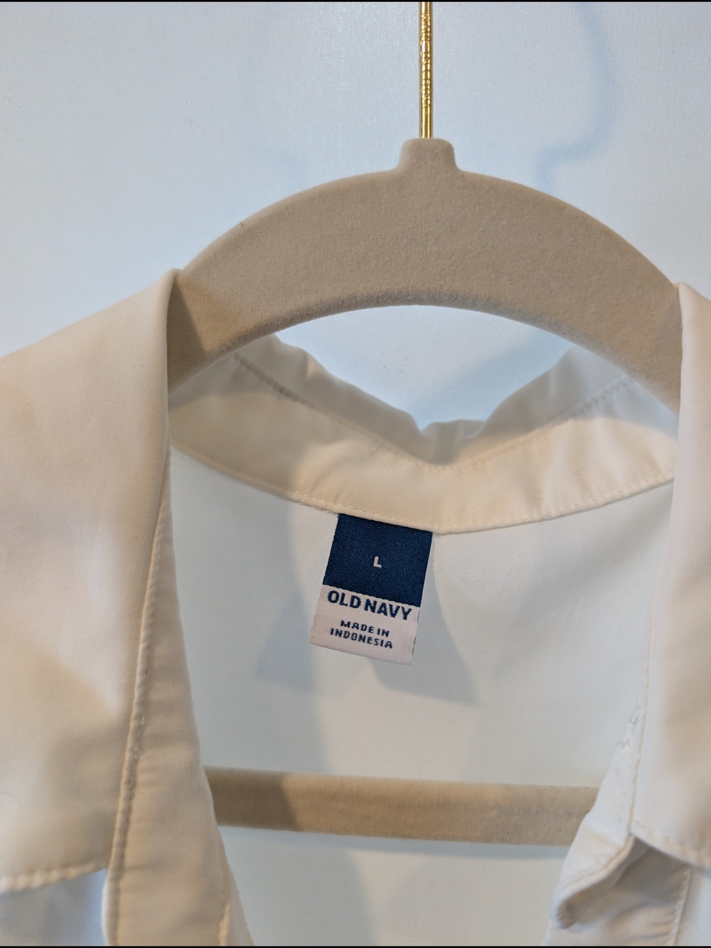 Old Navy Cream Split V-Neck Relaxed popover Pocket Blouse L - Picture 3 of 4